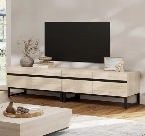 Miniatura 15 de WAMPAT Moderno soporte de TV para televisores de hasta 50 pulgadas, consola de TV con centro de entretenimiento con gabinete de almacenamiento