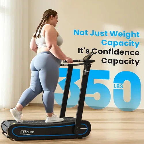 Miniatura 11 de ERGOLIFE Curved Treadmill with Non-Electric Motorized, 2-in-1 Folding Treadmill with APP for Home Workout, Compact Manual Walking Pad, Office