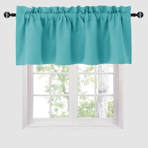 Miniatura 20 de Hiasan - Cortinas de cenefa negras con bolsillo para barra, cortinas opacas para ventanas de cocina, 52 x 18 pulgadas de largo, 1 panel Negro