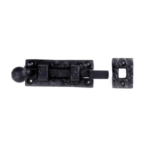 Miniatura 11 de Renovators Supply Manufacturing Pestillo de cerradura de puerta de 4 pulgadas. Pestillo de perno deslizante de hierro forjado negro con accesorios