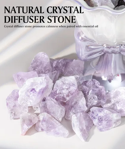 Miniatura 4 de Juego de difusor de aceite esencial, piedra de cristal natural, difusor de aromaterapia de fresia, fragancia para el hogar, difusor de caña