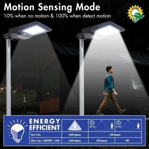 Miniatura 4 de Wagan EL8586 - Farola solar integrada de 1600 lúmenes, reflector de seguridad, sensor de movimiento, impermeable, resistente a la intemperie
