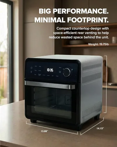 Miniatura 8 de Nuwave Horno freidora de aire 2026 y peine de parrilla, placa de parrilla alimentada con enchufe para el verdadero sabor y marcas de Char, puerta