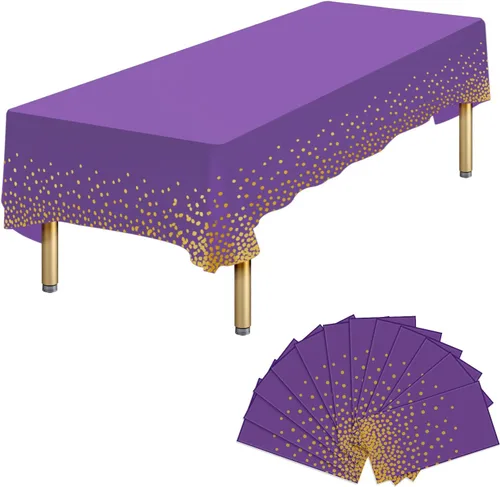 Miniatura 19 de Paquete de 4 manteles de plástico desechables azules y dorados para mesa rectangular, manteles desechables de 54 x 108 pulgadas, manteles