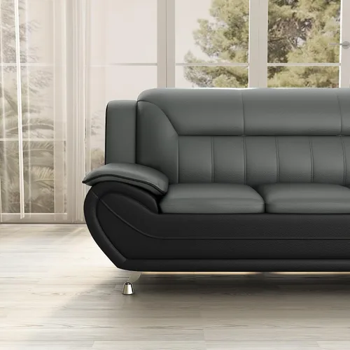Miniatura 14 de Container Furniture Direct Silla y sofá de piel sintética de estilo moderno con reposabrazos extra cómodos, ideal para sala de estar, dormitorio u