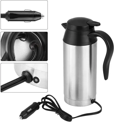 Miniatura 6 de Acouto Hervidor eléctrico de acero inoxidable para coche, 25.4 fl oz, 12 V, calentador de cigarrillos, calentador de agua portátil para té