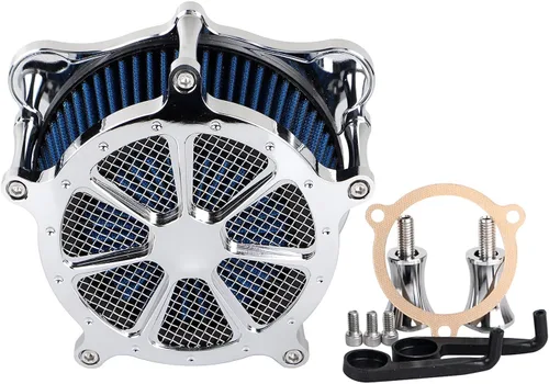 Miniatura 37 de Filtro de entrada azul con filtro de aire de corte en contraste compatible con Harley Dyna 1993-2016, Softail 1993-2015, Touring 1993-2007