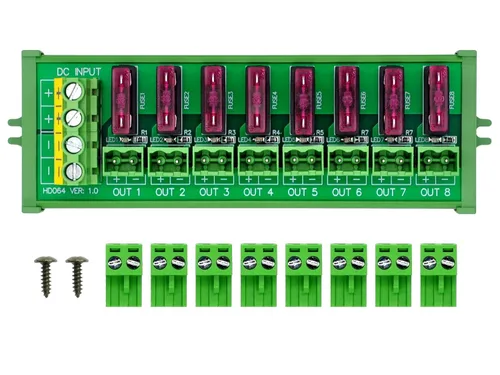 Miniatura 9 de Bloque de terminales enchufable de 8 canales para montaje en riel DIN, para CC 5-32V, módulo de fusible de distribución de energía, HCDC HD064RT