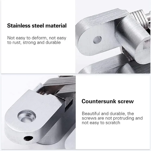 Miniatura 2 de Paquete de 2 bisagras ocultas invisibles de 1.77 pulgadas, bisagras cruzadas ocultas invisibles de 180 grados para puerta, cruz de aleación de zinc