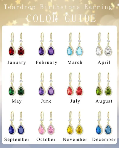 Miniatura 6 de Aretes colgantes de diamantes para mujer, chapados en plataoro, con diamantes de imitación, juego de aretes de lágrima colgantes, piedra natal