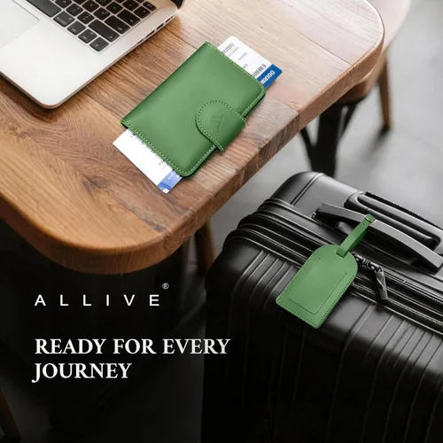 Miniatura 6 de ALLIVE Soporte para pasaporte para viajes, soporte para pasaporte Rfid para mujeres y hombres, funda de pasaporte de cuero genuino para viaje