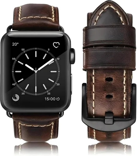 Miniatura 12 de HUAFIY Compatible para Correas de Apple Watch 42mm 44mm 45mm 46mm 49mm 38mm 40mm 41mm, Correa de Cuero Genuino para iWatch Serie 11/10/9/8, 7, 6, 5