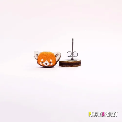 Miniatura 4 de PeachyApricot Lindos pendientes de panda rojo