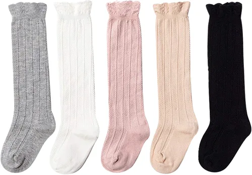 EPEIUS Calcetines altos hasta la rodilla para bebés y niños pequeños (paquete de 3/5)