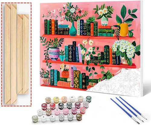 Miniatura 30 de Aihonmin Estantería 6 Pack Pintar por Números para Adultos Libros Pintura DIY sobre Lienzo con Pinceles Pigmento Manualidades DIY Pintura Acrílica