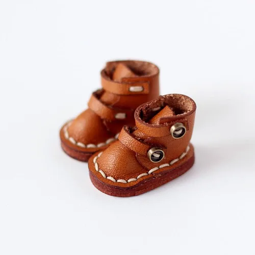 Miniatura 4 de Botas de cuero de vaca hechas a mano zapatos para OB11, Molly, GSC, 1/12 BJD muñeca accesorios (rosa)