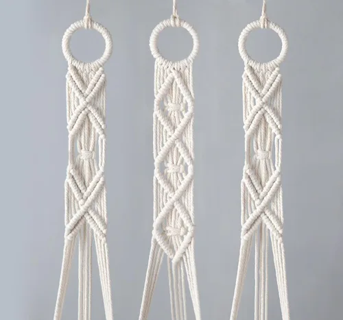 Miniatura 6 de Mkono Paquete de 3 perchas de macramé de 39 pulgadas para colgar en la pared de interiores, cesta para macetas, soporte para macetas, decoración