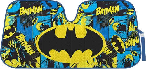 BDK Warner Bros DC Comics Parasol clásico de Batman para ventanas de auto - Parasol plegable tipo acordeón para parabrisas - Doble burbuja 58 x 27