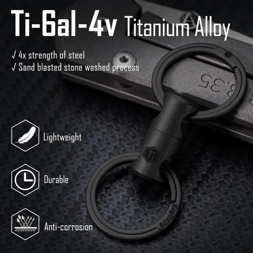 Miniatura 9 de KeyUnity KM04 Clip de llavero de mosquetón de titanio y llavero giratorio KA15BK de doble extremo