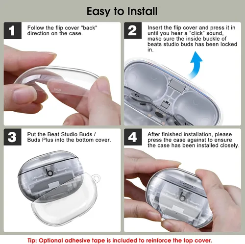 Miniatura 8 de Fintie Funda transparente para los nuevos Beats Studio Buds + (2023) / Beats Studio Buds 2021, funda protectora para auriculares antipérdida a