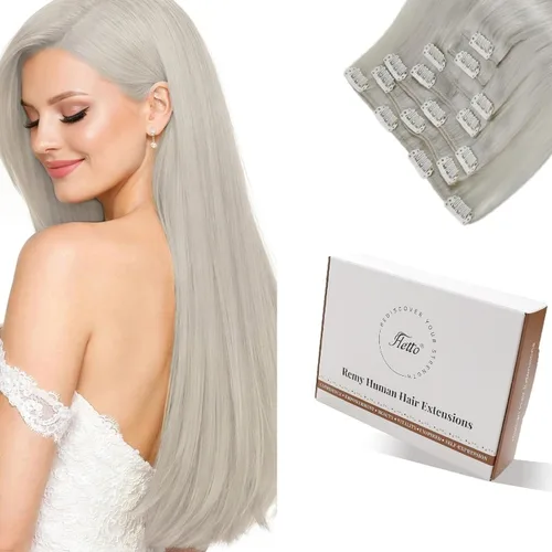 Miniatura 39 de Hetto - Extensiones de cabello humano Remy rizado con clip, color #1 negro azabache, extensiones de cabello humano ondulado natural con doble trama
