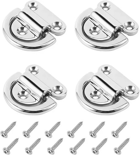 Miniatura 6 de Anclajes de amarre para camiones de acero inoxidable, ganchos de anillo en D plegables resistentes con tornillos, superficie altamente pulida