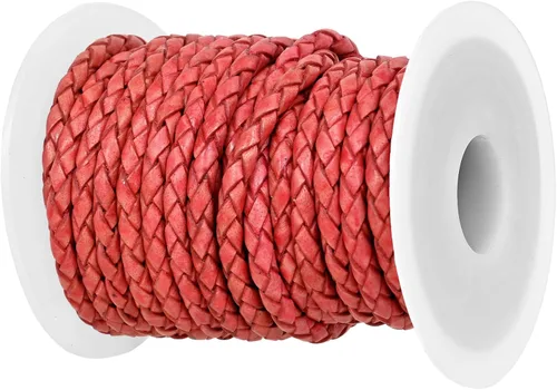 Miniatura 14 de GENIQUE Cuerda de Cuero Trenzada Redonda Genuina Real, Cuerda de Cuero para Manualidades, Hacer Joyería, Collar, Pulsera (5 Metros)