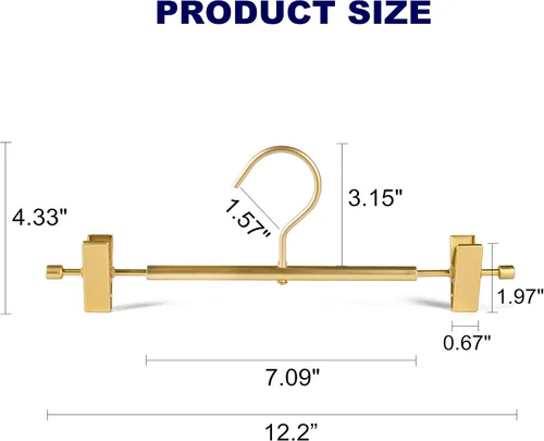 Miniatura 2 de Amber Home Paquete de 10 perchas de aluminio dorado mate de alta calidad, colgador de falda de metal extra suave y duradero de 12.2 pulgadas