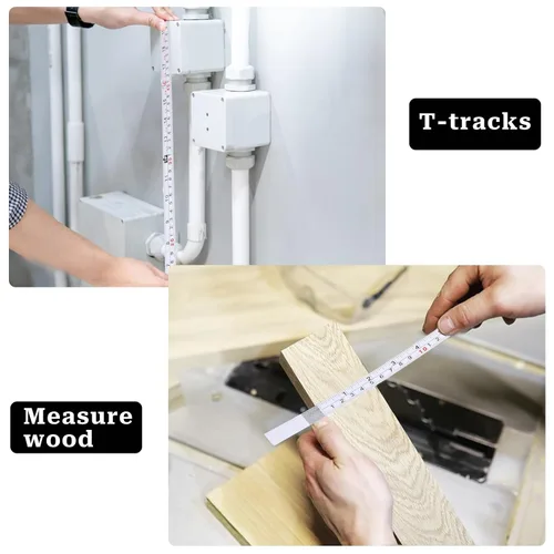 Miniatura 5 de Paquete de 2 cintas métricas con respaldo adhesivo, 39 pulgadas, cinta métrica autoadhesiva de metal de izquierda a derecha, cinta métrica adhesiva