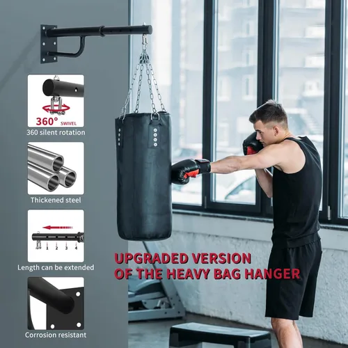 Miniatura 3 de Soporte de pared para bolsa pesada: Percha ajustable para saco de boxeo con rotación de 360 grados, soporte para bolsa de boxeo resistente