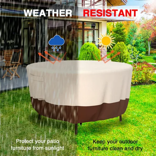 Miniatura 6 de Tuyeho Funda redonda para muebles de patio, tela Oxford duradera para mesa redonda al aire libre, impermeable, resistente a los rayos UV y a