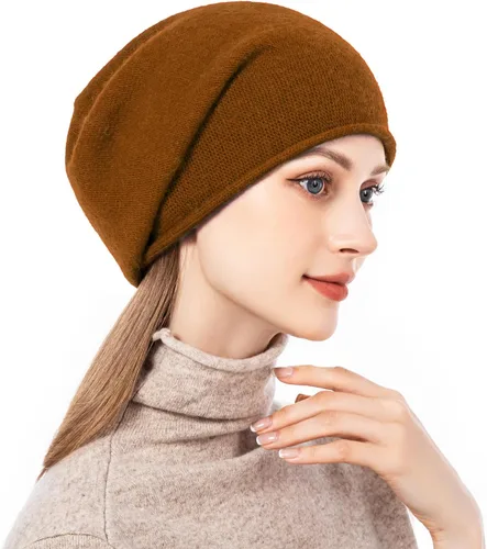 Miniatura 3 de QUEENFUR Gorro de punto holgado para mujer, gorro de esquí de cachemira, gorro de invierno suave y cálido