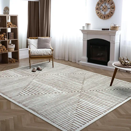Miniatura 23 de Bloom Rugs Alfombra de pasillo lavable antideslizante de 12 pies – Beige/rosa moderno geométrico para entrada, pasillo, baño y cocina