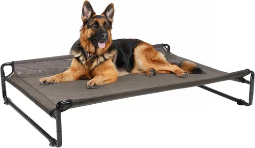 Miniatura 16 de Veehoo Cama elevada para perros al aire libre, camas elevadas para perros grandes, cuna lavable con reposacabezas laterales, patas antideslizantes