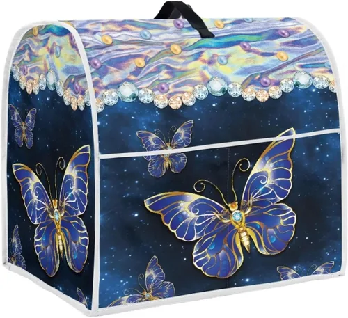 Gomyblomy Fundas para licuadora de mariposas, fundas para máquina de café con asas y bolsillos de pañuelos, fundas ligeras para tostadoras,