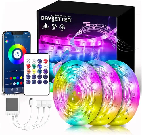 Miniatura 15 de DAYBETTER Tira de luces LED de 16.4 pies que cambian de color impermeable con control remoto