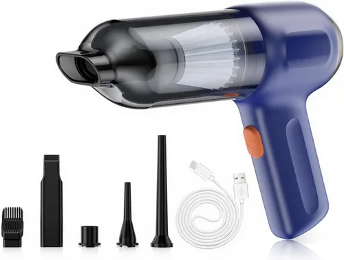 Fanisic Aspiradora de Mano para Automóvil/Soplador de Aire, Succión Fuerte de 15000PA con Motor sin Escobillas, Aspiradora de Polvo Recargable/Bomba