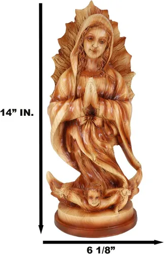 Miniatura 2 de Ebros Gift Escultura católica inspiradora de Nuestra Señora de Guadalupe en acabado de madera sintética, 14 pulgadas de alto, figura de resina