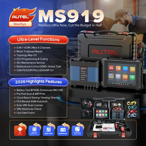 Miniatura 2 de Autel Escáner inteligente MaxiSys MS919, 2026 Igual que MSUltra Up de Ultra Lite MS909, Motor TruSpeed, Topología 2.0, ECU Pr0gram C0ding como Ultra