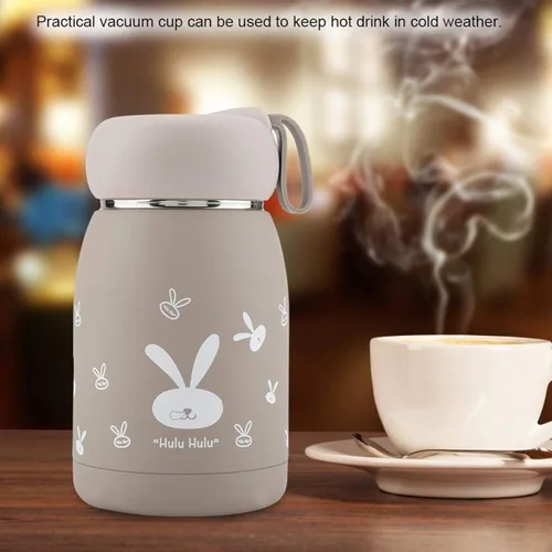 Miniatura 4 de Botella de agua con aislamiento marrón, mini taza de vacío de 10.8 fl oz, taza de café al vacío, taza de viaje de leche de té con bonito