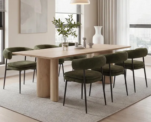 Miniatura 11 de EALSON Juego de 2 sillas de comedor tapizadas de tela moderna con respaldo abierto curvo/patas de metal resistentes, cómodas sillas laterales