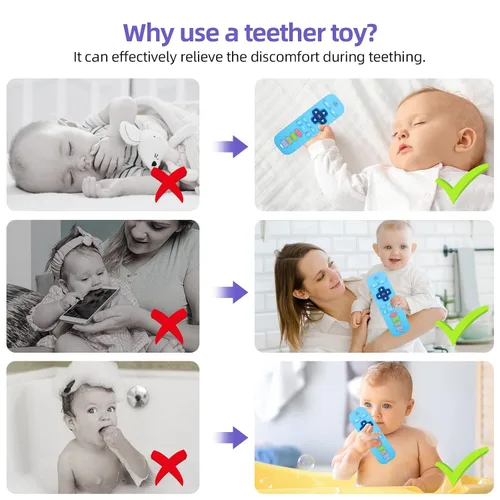 Miniatura 3 de Chuya Mordedores remotos de silicona para bebés, juguetes para dentición para TV, para bebés de 3-6-12-18 meses, juguetes para masticar para aliviar