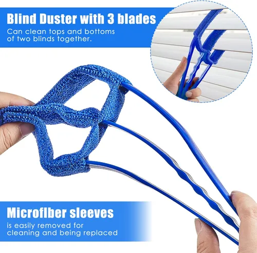 Miniatura 2 de 4 piezas de limpiador veneciano para ventanas, herramienta limpiadora de 7 dedos para persianas y obturadores, cepillo de mano para persianas