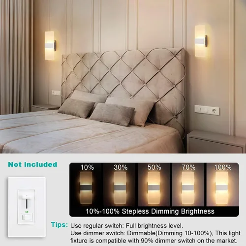 Miniatura 36 de TRLIFE Apliques de Pared LED Regulables, Aplique de Pared Moderno de 4 Temperaturas de Color 12W Luces de Pared Regulables Juego de 2 Luz Montada