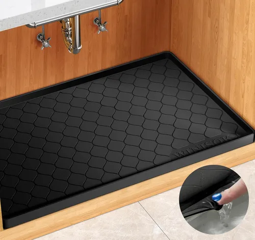 Miniatura 12 de Winisok Alfombrilla de silicona para debajo del fregadero de 19 x 19 pulgadas, artículos esenciales de cocina y artilugios, forro de estante