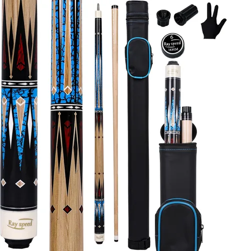 Palo de billar profesional con estuche rígido de madera dura de arce canadiense profesional de billar de 58 pulgadas, juego de palos de piscina de 2