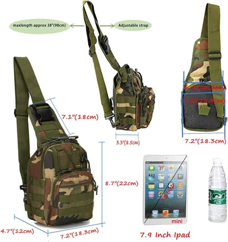 Miniatura 4 de Mochila táctica para el hombro, pequeña, para exteriores, para hombres, viajes, senderismo, camping, mochila para Rover, color negro Camuflaje jungla