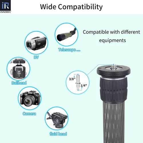 Miniatura 6 de INNOREL ER362C Universal 10 capas de fibra de carbono trípode centro columna extensión extensión poste extensor - dos secciones media columna
