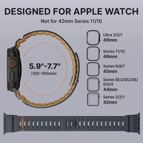 Miniatura 5 de Bandletic Magnetic Watch band Compatible with Apple Watch Bands - Magnet Bands 49mm 46mm 45mm 44mm 42mm Men Women, Rugged Silicone Strap for iWatch