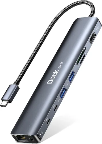 Miniatura 9 de Hub USB C, adaptador USB C multipuerto 7 en 1 con HDMI 4K, 100 W PD, USB C de 5 Gbps, 2 puertos de datos USB-A, lector de tarjetas SD/TF